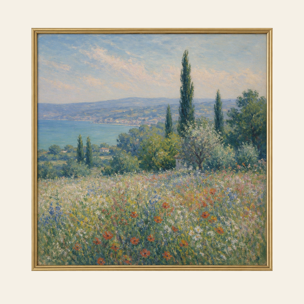 Framed landscape painting