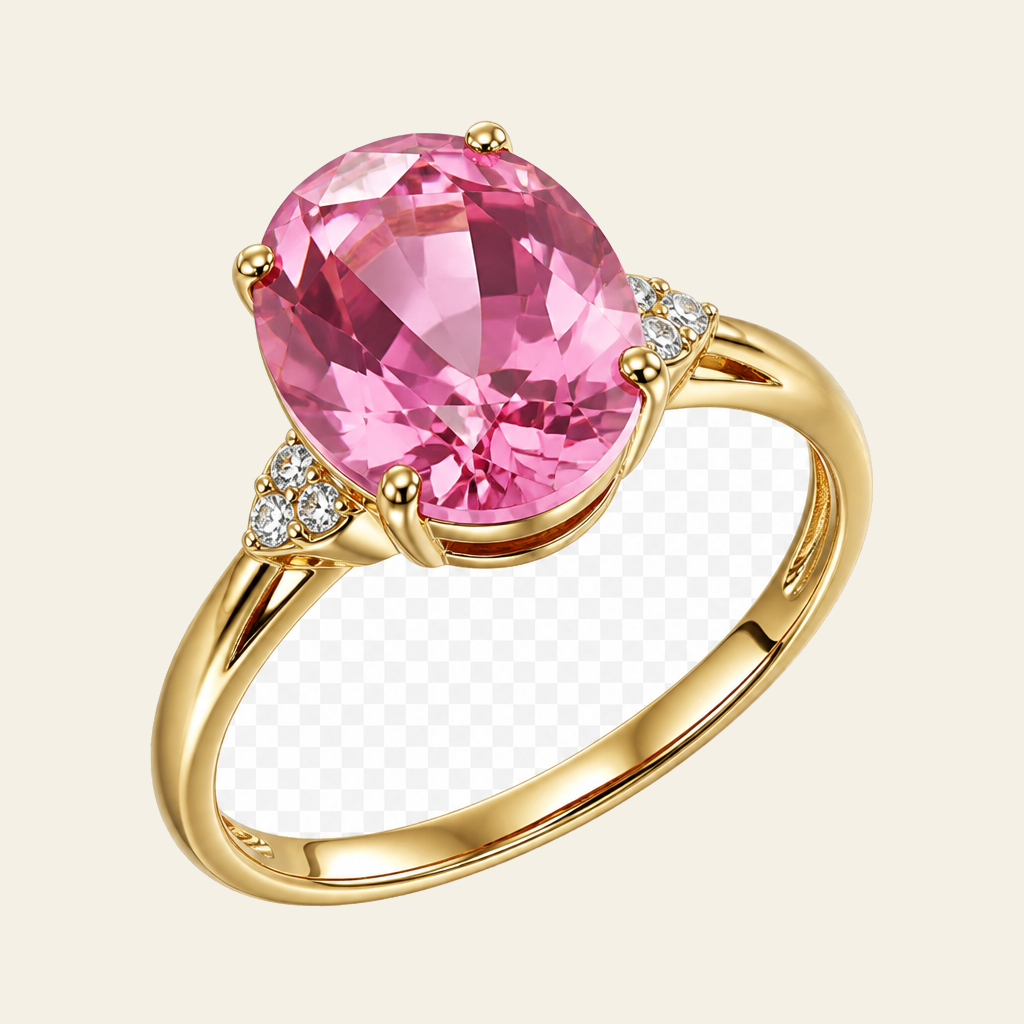 Gold ring with a pink gemstone